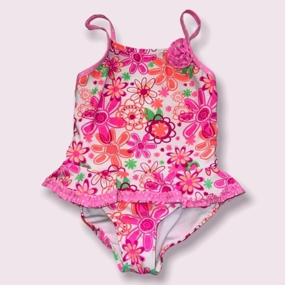 RADIO FIJI Girls One-piece Swim/Bathing Suit, 6X, Pink Floral